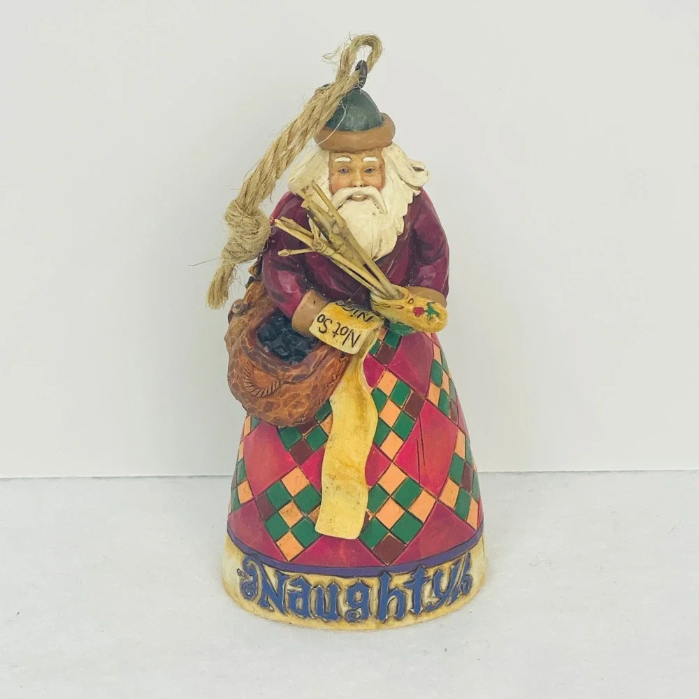 Jim Shore Heartwood Creek Naughty Nice Santa Ornament 2006 Red Green 4.5in